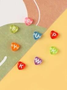 100入組字母細節心形DIY釘珠 - 彩色 - 查看 2