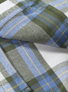 ROMWE MEN Hombres Camisa de cuadros con cordón con capucha sin camiseta - Verde - Ver 6