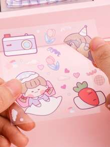 1 Pieza Caja De Regalo Con Combinación De Pegatinas Adhesivas De Cinta De Cuenta A Mano Con Dibujo Animado Lindo - Multicolor - Ver 3