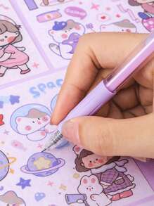 1 caja Pegatina con estampado de dibujos animados & Cinta washi - Multicolor - Ver 3