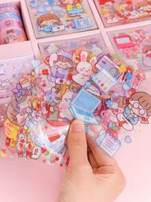 1 Pieza Caja De Regalo Con Combinación De Pegatinas Adhesivas De Cinta De Cuenta A Mano Con Dibujo Animado Lindo - Multicolor - Ver 6