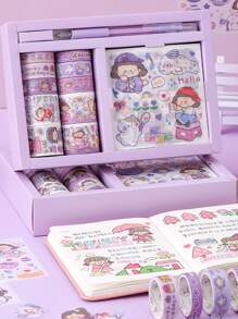 1 caja Pegatina con estampado de dibujos animados & Cinta washi - Multicolor - Ver 5