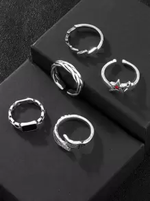 5pcs Men Star & Lightning Decor Ring - Multicolor - View 2