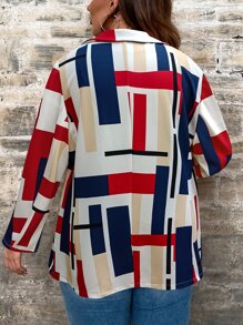 SHEIN Clasi Áo vest Plus size Nút Hình học Giải trí - Nhiều màu - Xem 2