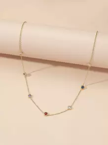 Rhinestone Decor Necklace - Yellow Gold - View 2