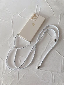 心型圖案手機殼帶掛繩相容 iPhone 15/15Pro/15Plus/15Promax - 米色 - 查看 2