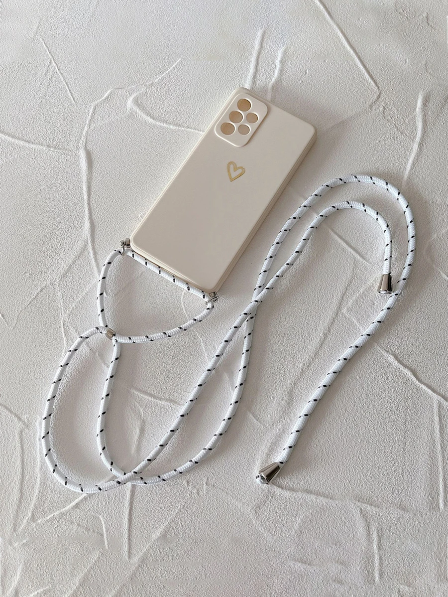 心型圖案手機殼帶掛繩相容 iPhone 15/15Pro/15Plus/15Promax