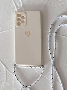心型圖案手機殼帶掛繩相容 iPhone 15/15Pro/15Plus/15Promax - 米色 - 查看 4
