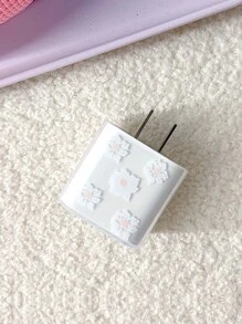 5入組印花透明數據線保護頭適用於iphone