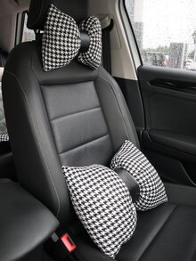 1 pieza Almohada cervical con diseño de lazo de coche - Blanco y Negro - Ver 3