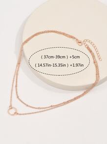 Circle Charm Layered Necklace - Rose Gold - View 5