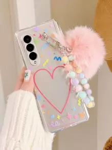 愛心圖案手機殼附帶繩子 - 彩色 - 查看 1