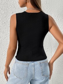 SHEIN EZwear Top mit Sweetheart Ausschnitt, Rippenstrick