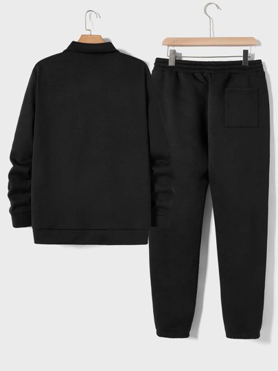Homme Sweat-shirt à lettres à poche kangourou & Pantalon de survêtement à cordon