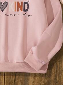 Girls Heart & Slogan Graphic Pullover - Pink - View 5