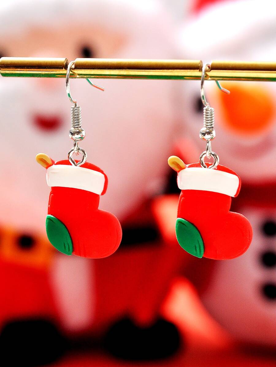 Christmas Stocking Decor Drop Earrings - Multicolor - View 1
