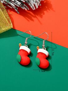 Christmas Stocking Decor Drop Earrings - Multicolor - View 3
