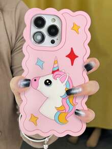 Cartoon Unicorn Print Phone Case - Multicolor - View 5