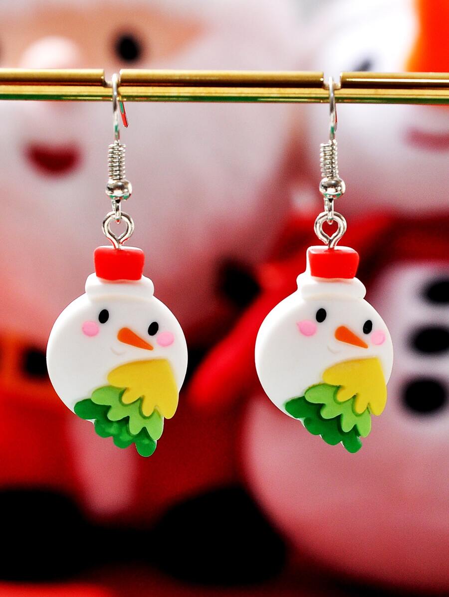 Christmas Snowman Decor Drop Earrings - Multicolor - View 1