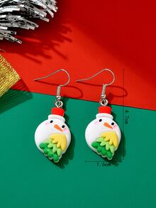 Christmas Snowman Decor Drop Earrings - Multicolor - View 3