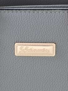 1 pieza Bolso de mano de moda multicapa, bolso de mujer de unicolor, bolso bandolera con colgante de pompón de peluche, diseño de doble asa superior, decorado con bola de peluche y detalles metálicos, bolso bandolera de PU para mujer, regalo del Día de la Madre