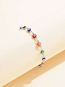 1pc Random Color Evil Eye Decor Bracelet Copper Jewelry - Silver - View 2