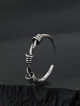 Fashionable and Popular 1pc Men Knot Decor Cuff Ring Copper Jewelry for Jewelry Gift and for a Stylish Look