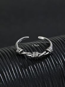 Fashionable and Popular 1pc Men Knot Decor Cuff Ring Copper Jewelry for Jewelry Gift and for a Stylish Look - Antique Silver - View 3