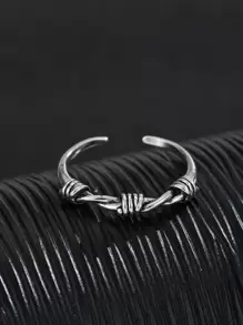 Fashionable and Popular 1pc Men Knot Decor Cuff Ring Copper Jewelry for Jewelry Gift and for a Stylish Look - Antique Silver - View 4