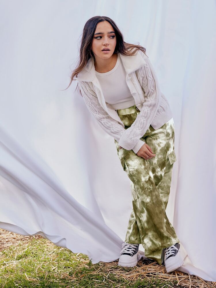 SHEIN X Calle y Poché SHEIN ICON Damskie Spodnie Guziki Kieszeń Zamek błyskawiczny Barwnik do krawata Casual - Wielokolorowe - Zobacz 4