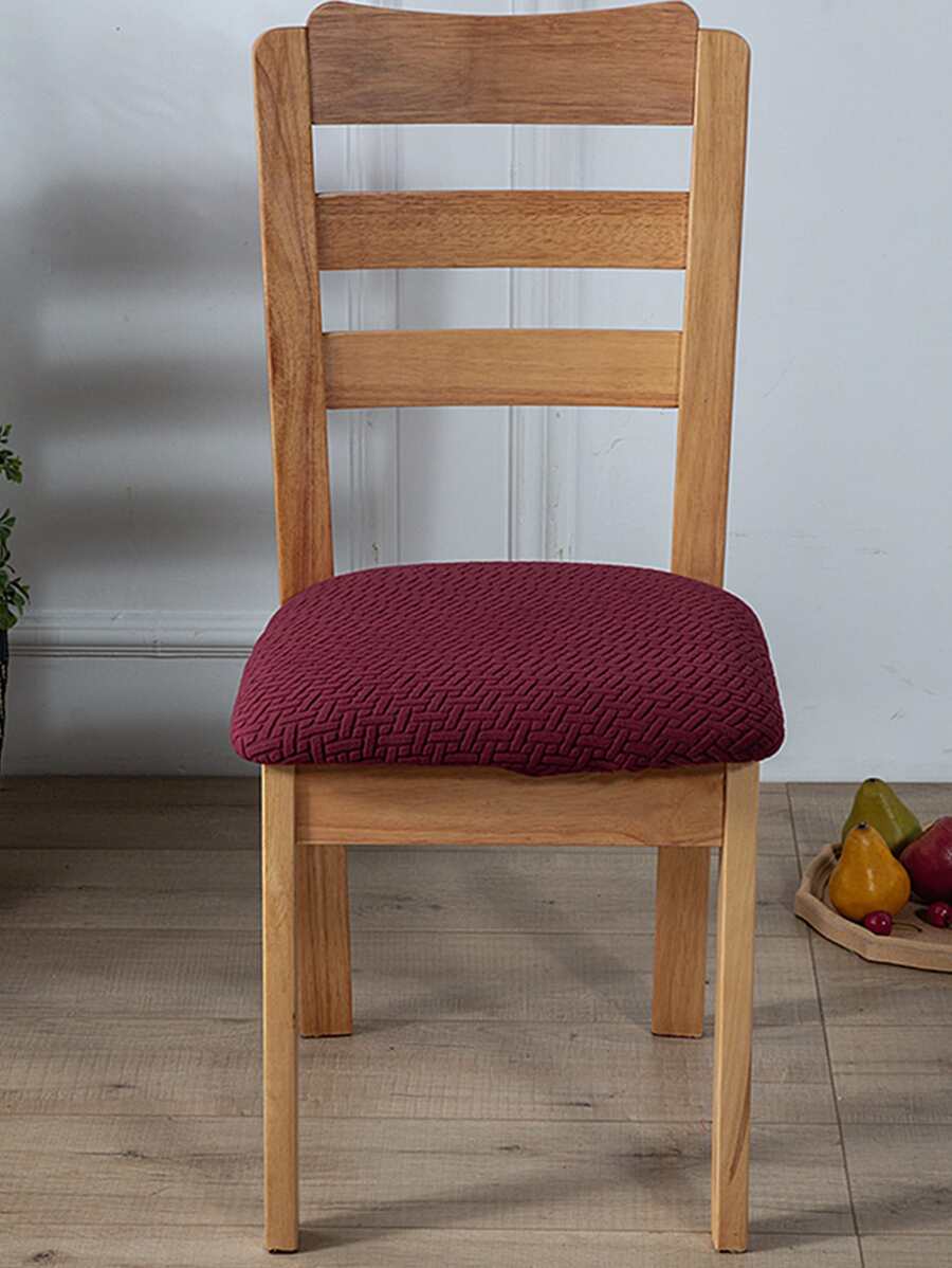 1pc Ghế co giãn Jacquard rắn chắc - Màu Đỏ Sâu - Xem 1