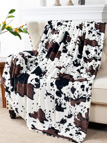 1入組卡通牛奶圖案法蘭絨毯 - 彩色 - 查看 9