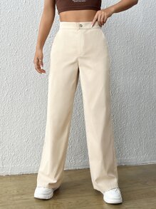 SHEIN EZwear Letter Graphic Slant Pocket Pants