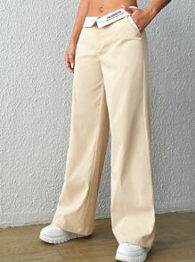 SHEIN EZwear Letter Graphic Slant Pocket Pants