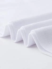 Manfinity Homme Hombres Camisa polo con estampado de águila ribete en contraste - Blanco - Ver 3