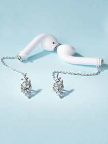 2pcs Leaf Decor Earphone Anti-lost Chain - Silver - View 4