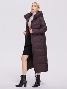 MIEGOFCE Stand Collar Hooded Long Sleeve Jacket With Large Pockets, Winter - Chocolate Brown - View 3