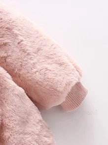 Baby 3D Ear Design Hooded Teddy Coat With Bag - Baby Pink - View 4