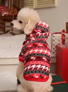 Petsin聖誕老人雪花馴鹿寵物保暖連帽衫1件 - 彩色 - 查看 3