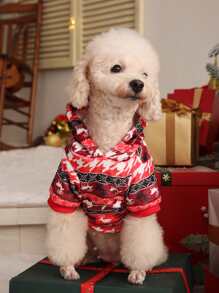 Petsin聖誕老人雪花馴鹿寵物保暖連帽衫1件 - 彩色 - 查看 5