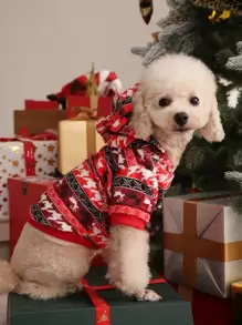 Petsin聖誕老人雪花馴鹿寵物保暖連帽衫1件 - 彩色 - 查看 6