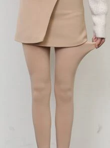 1 件女士 600d 保暖内衬紧身裤，时尚连裤袜