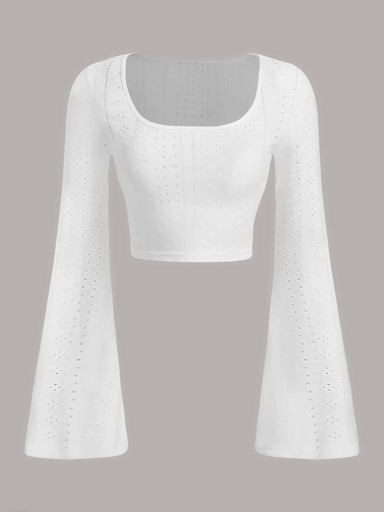 SHEIN EZwear Áo thun nữ Tranh thêu màu trơn Giải trí - trắng - Xem 1