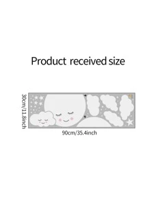 Moon & Cloud Print Wall Sticker - White - View 6