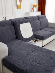 1pc Jacquard Stretchy Sofa Seat Cover - Grey - View 1