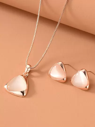3pcs Triangle Decor Jewelry Set