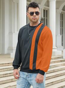 Manfinity Men Plus Cut And Sew Sweatshirt - Black - View 5