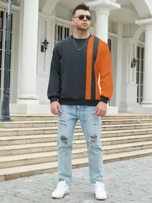 Manfinity Men Plus Cut And Sew Sweatshirt - Black - View 8