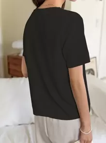 DAZY Pocket Patched Button Detail Tee