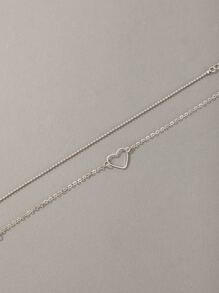 2 piezas Pulsera con adorno de corazón - Plateado - Ver 3